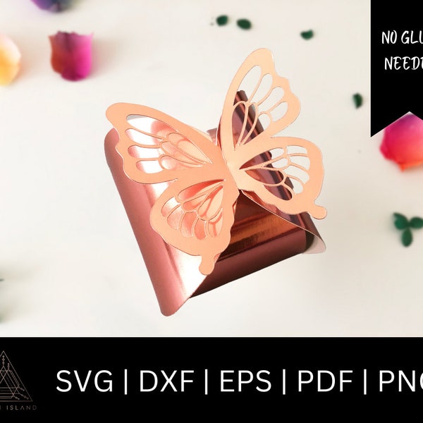 Butterfly Box SVG - Butterfly Gift Box Template - Twist Box SVG - No Glue Box svg -  Party Favor Box svg - Bridal Box - Wedding Keepsake Box