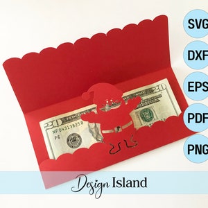 Cartão porta-dinheiro do Papai Noel SVG - Cartão de dinheiro vieira SVG - Porta-moedas do Papai Noel SVG - Envelope de dinheiro svg - Envelope de dinheiro svg - Envelope de dinheiro