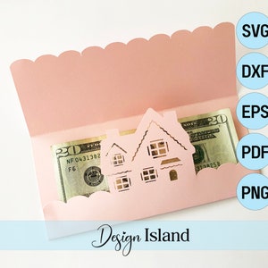 Cartão porta-dinheiro Gingerbread House SVG - Cartão de dinheiro Scallop SVG - Porta-money SVG - Envelope de dinheiro svg - Envelope de dinheiro svg - Envelope de dinheiro