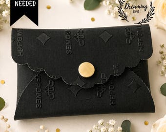 No Sew Faux Leather Card Wallet SVG - Coin Purse Template for Cricut & Silhouette - DIY Minimalist Pouch Cut File