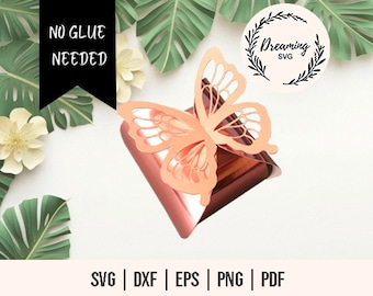 Butterfly Box SVG - Butterfly Gift Box Template - Twist Box SVG - No Glue Box svg -  Party Favor Box svg - Bridal Box - Wedding Keepsake Box
