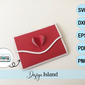 Porta-cartões de presente de coração 3D SVG - Porta-cartões de presente SVG - Porta-cartões de presente de coração pop-up SVG - Porta-cartões de presente de aniversário arquivo de corte svg