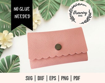 No Glue Card Wallets SVG - Coin Purse SVG - No Sew No Glue Wallets SVG - Wallet Pouch svg - Clutch Purse Faux Leather No Sew - Card Wallet