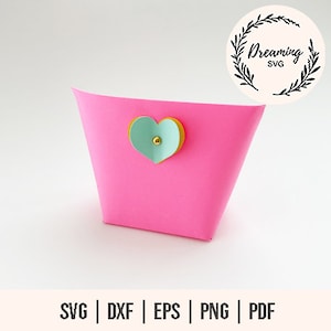 Heart Treat Box SVG - Heart Gift Box SVG Templates - Modern Box With Bow svg - Cute Favor Treat Box With Bow svg - Paper Favor Box Templates