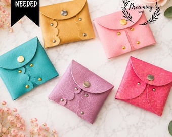 Keychain Coin Purse SVG Bundle - No Sew Faux Leather Wallet Template - Mini Clutch Gift Cut File for Cricut