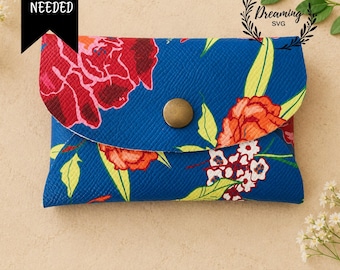 No Glue Faux Leather Card Wallet SVG - Coin Purse Template - Minimalist Card Holder Cut File for Cricut Laser
