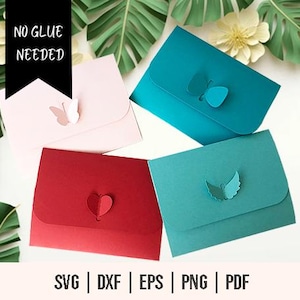 Pacote de envelopes sem cola SVG - Modelo de envelopes sem cola - Envelope borboleta SVG - Pacote de modelo de envelopes sem cola - Envelope SVG