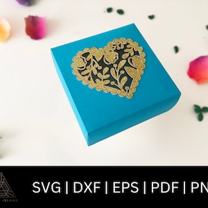Floral Heart Gift Box SVG - Heart Box SVG - Gift Box SVG - Christmas Gift Box - Valentine Box svg - Heart Box Template - Wedding Favor Box