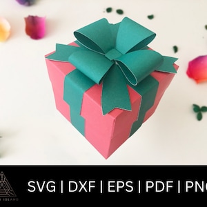 3D Geschenk Geschenkbox mit Schleife und Band - Geschenkbox SVG - Geschenkbox für Weihnachten - Geburtstagsgeschenk - Weihnachtsgeschenkbox - Box mit 3D Schleife