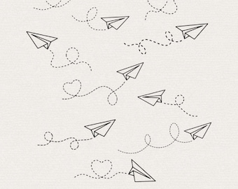 Paper Airplane SVG Bundle - Heart Plane Route Cut File for Cricut - Dashed Travel Lines Love Trip Clipart Vector