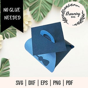 Graduation Cap Box SVG - Abschlusskappe Geschenkbox Vorlage - Twist Box SVG - No Glue Box svg - Party Favor Box svg - Abschlusskappe