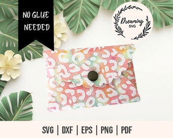 No Glue Card Wallets SVG - Coin Purse SVG - No Sew No Glue Wallets SVG - Wallet Pouch svg - Clutch Purse Faux Leather No Sew - Card Wallet