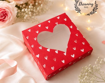Heart Gift Box SVG Template - Valentine Candy Box & Wedding Favor Cut Files for Cricut - 3D Paper Box Template