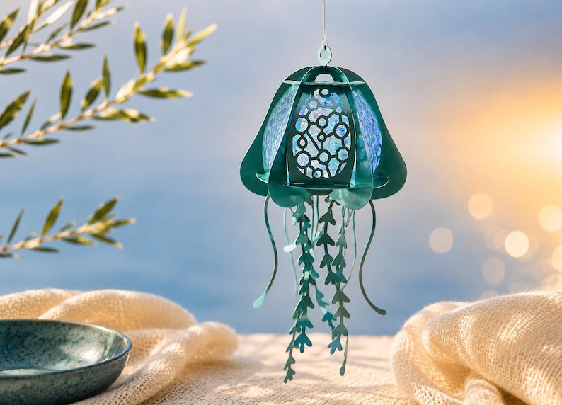 Jellyfish Lantern SVG Bundle - 3D Floral Paper Lantern Cut File - Ocean Shadow Box Lamp - DIY Summer Party Decor Cricut Silhouette Glowforge image 3