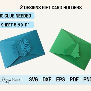Porta-cartões de presente floco de neve SVG - Porta-cartões de presente SVG - Sem necessidade de cola Porta-cartões de presente svg - Porta-cartões de presente de árvore de Natal Arquivos de corte SVG