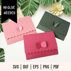 Geen lijm enveloppen bundel SVG - geen lijm enveloppen bundel sjabloon - envelop sjabloon - vlinder envelop SVG - envelop gesneden bestandssjabloon