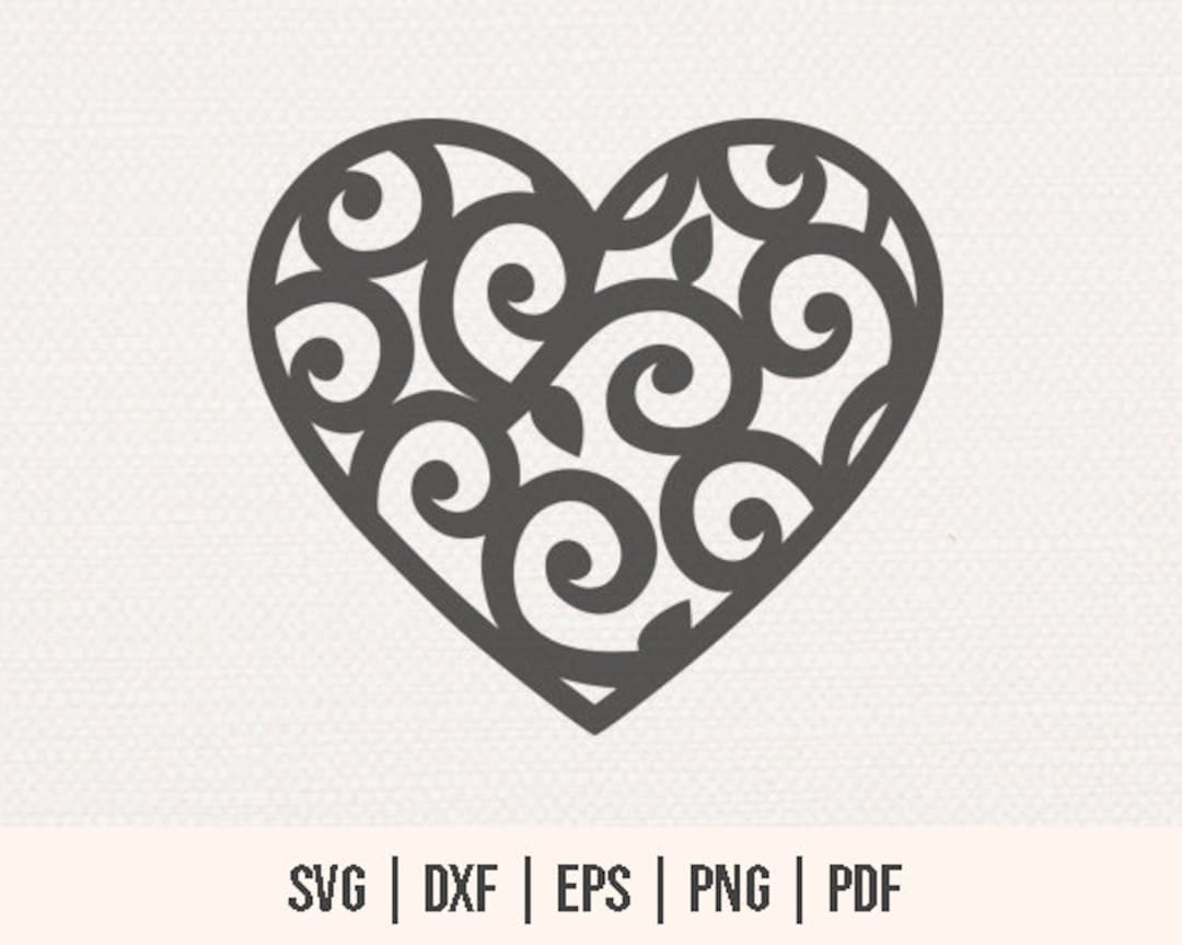 Swirl Heart SVG Heart SVG Cut Files for Cricut and Silhouette Heart