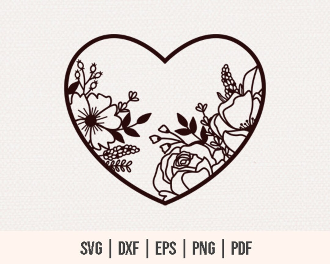 Flower Heart SVG - Flower Heart SVG Cut File for Cricut Silhouette ...