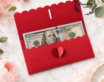 Arquivo SVG para Cartão Porta-Dinheiro com Detalhe de Concha - Modelo de Envelope para Dinheiro para Cricut - Arquivo de Corte para Presente de Aniversário ou Formatura