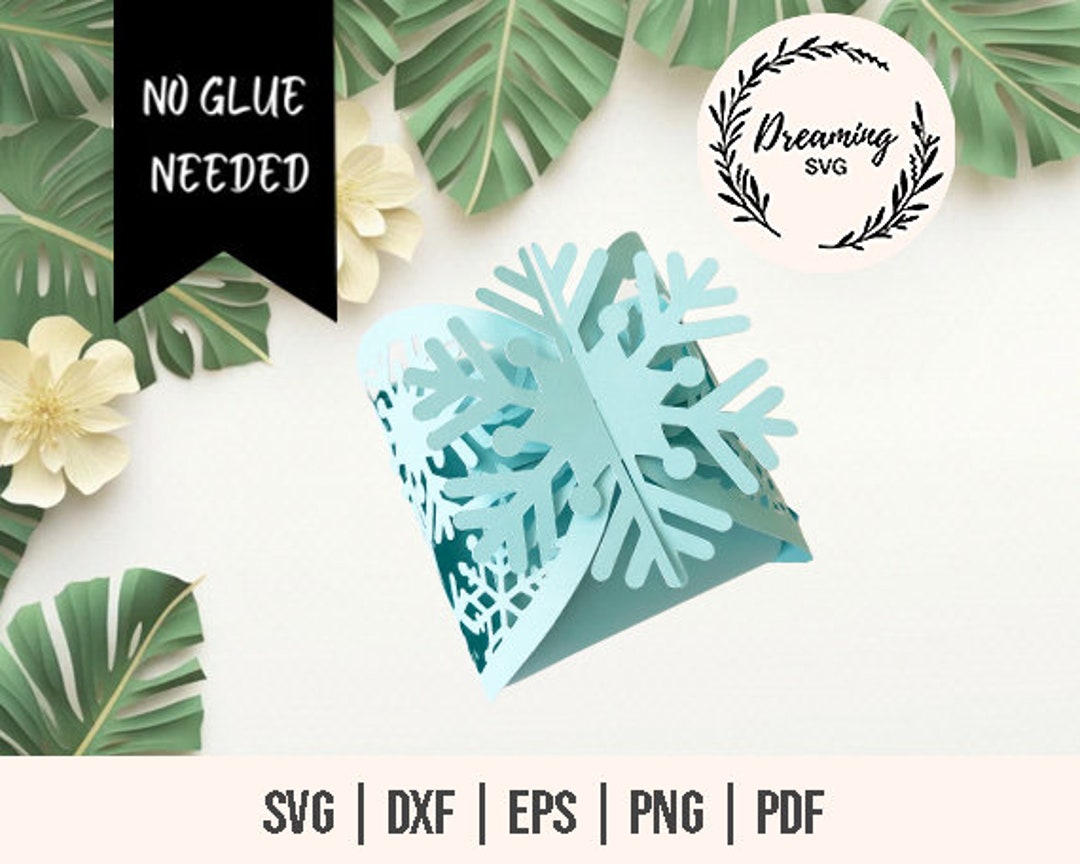 Snowflake Box SVG - Snowflake Gift Box Template - Twist Box SVG - No ...