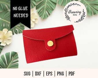 No Glue Card Wallets SVG - Coin Purse SVG - No Sew No Glue Wallets SVG - Wallet Pouch svg - Clutch Purse Faux Leather No Sew - Card Wallet