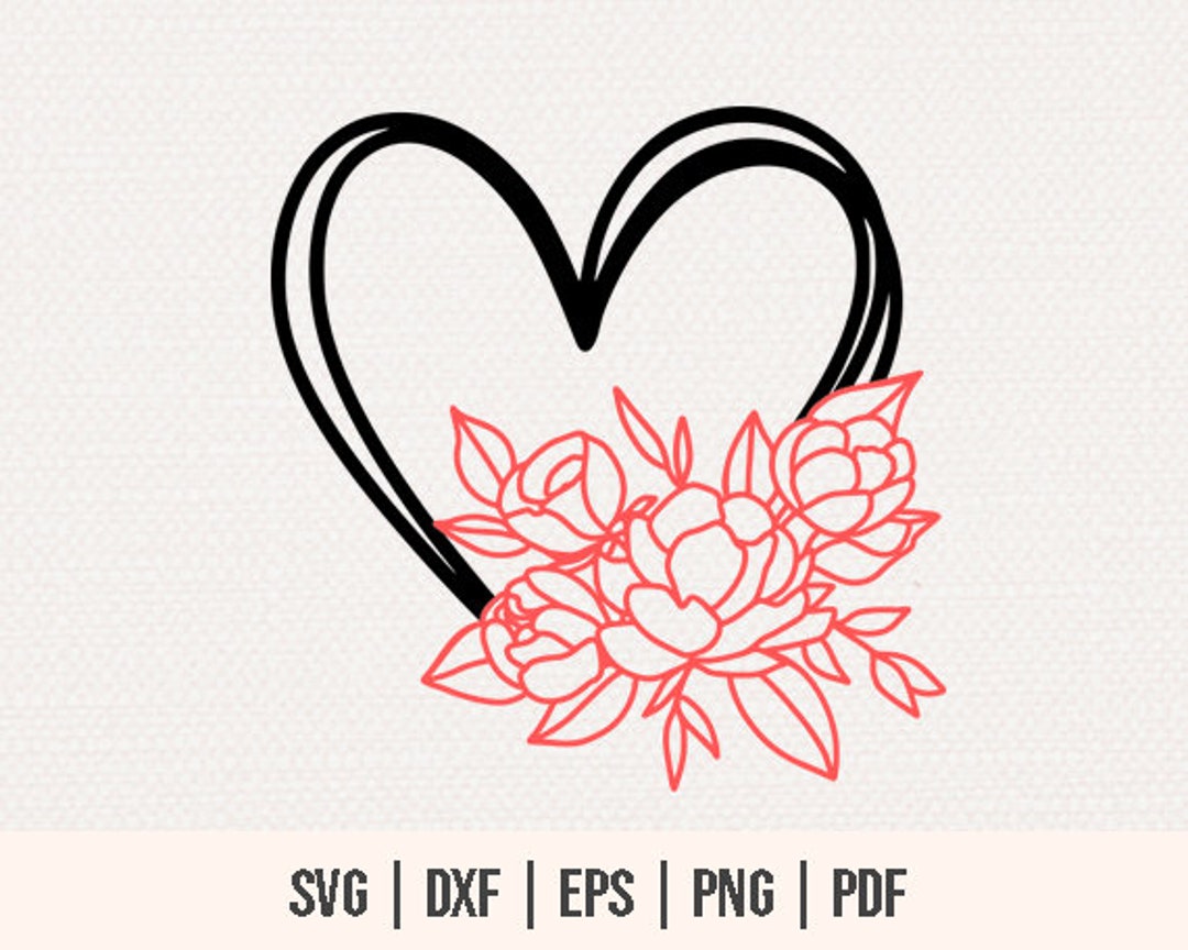 Flower Heart SVG - Flower Heart SVG Cut File for Cricut Silhouette ...