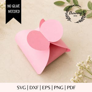 Petal Favor Box SVG - No Glue Twist Box Template - Wedding and Bridal Shower Small Gift Packaging for Cricut