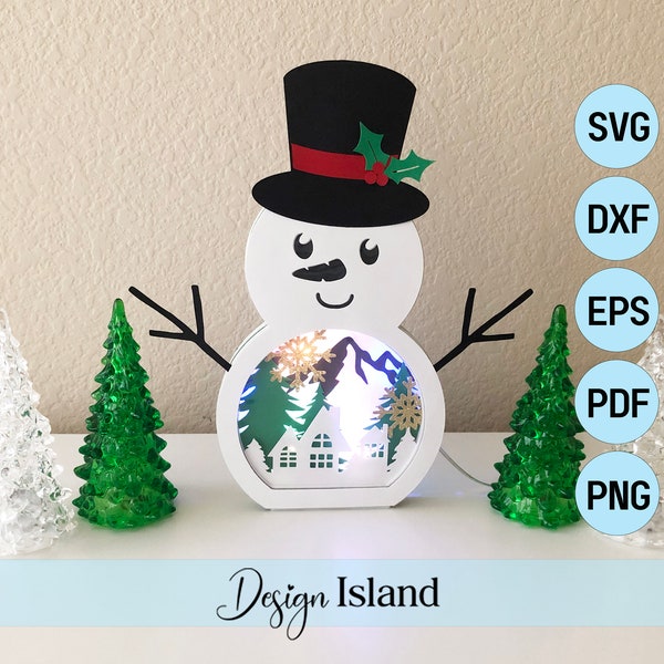 3D Layered Snowman Light SVG - Snowman Paper Cut Light Box Template - Snowman Luminary SVG - Layered Snowman Papercraft - Christmas lightbox