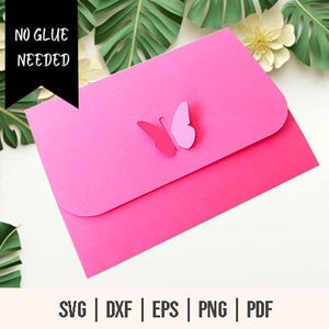 Vlinder envelop gesneden bestanden - geen lijm nodig envelop sjabloon - vlinder envelop SVG - geen lijm envelop sjabloon