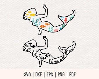 Beach Theme Mermaid SVG Files - Beach Life SVG - Mermaid SVG - Ocean Sea Scene svg - Undersea Landscape svg - Aquarium Scene Seaweed Fish