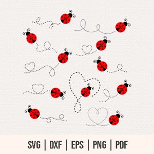 Paquete de mariquita SVG - Mariquita SVG - Mariquita en capas SVG - Mariquita Ruta svg - Archivos de mariquita para silueta cricut - Ruta de mariquita svg