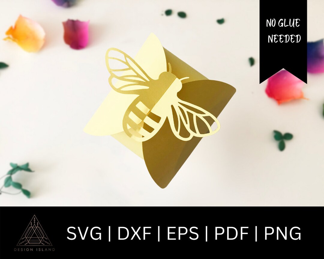 Honey Bee Box SVG Honey Bee Gift Box Template Twist Box SVG No Glue Box