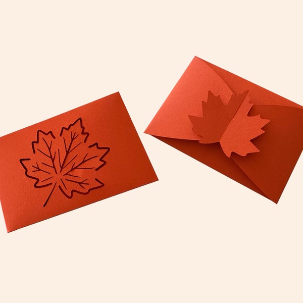 Maple Leaf Gift Card Holder SVG - Gift Card Holder SVG - No glue Needed Gift Card Holder svg - Fall Autumn Gift Card Holder SVG Cut Files