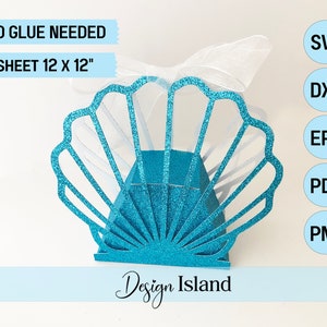 Shell Box SVG - Shell Gift Box SVG - Shell Favor Box Template - No Glue Box svg -  Party Favor Box svg - Tropical Wedding Keepsake Box SVG