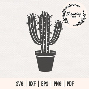 Cactus SVG - Suculento SVG - Archivos de corte de cactus para silueta Cricut - Archivo vectorial Cactus para scrapbooking, fabricación de tarjetas, vinilo - Cactus lindo