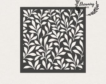 Leaves Pattern SVG - Trailing Leaf Foliage Background Cut File - Cookie Stencil Painting Template