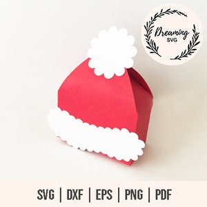 Boîte à bonnets de Noel SVG - modèle de boîte cadeau bonnet de Noel - boîte cadeau Noël SVG - boîte torsadée SVG - boîte cadeau svg - boîte à friandises svg