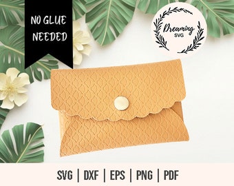 No Glue Card Wallets SVG - Coin Purse SVG - No Sew No Glue Wallets SVG - Wallet Pouch svg - Clutch Purse Faux Leather No Sew - Card Wallet