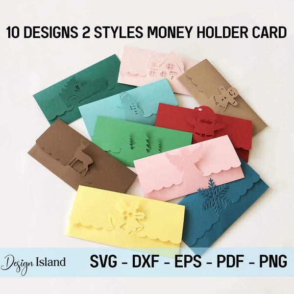 Christmas Money Holder Card Bundle SVG - Scallop Money Card SVG - Money Holder SVG - Cash Envelope svg - Cash Envelope svg - Money Envelope