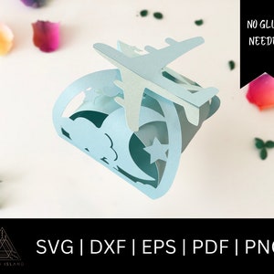 Airplane Box SVG -  Airplane Gift Box Template - Twist Box SVG - No Glue Box svg - Airplaine Treat Box svg - Go Airplane Favor Box svg