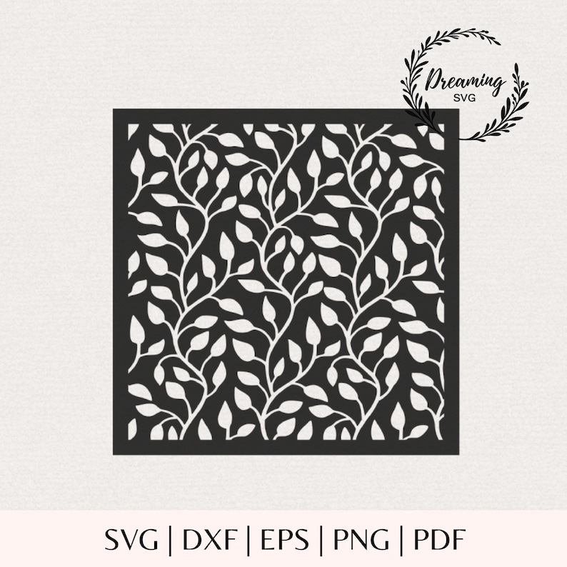 Leaf Seamless Pattern SVG for Cricut - Foliage Pattern Background Stencil Template - Botanical Paint Cut File image 1