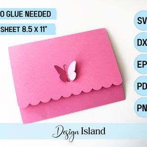 Butterfly Envelope Cut Files for Silhouette/ Cricut - No Glue Needed Envelope template - Butterfly Envelope SVG - Envelope cut file template