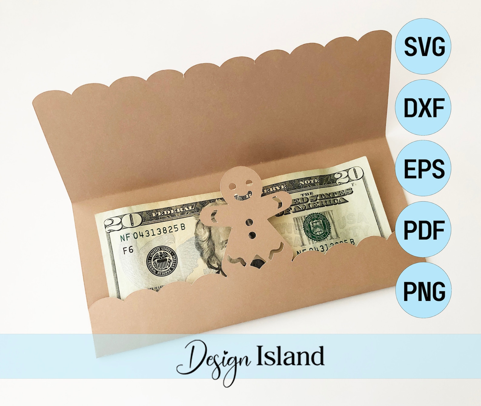 Gingerbread Man Money Holder Card SVG Scallop Money Card SVG - Etsy