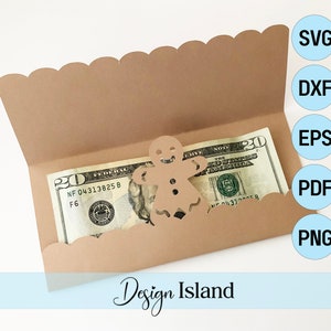 Cartão porta-dinheiro Gingerbread Man SVG - Cartão de dinheiro Scallop SVG - Porta-money SVG - Envelope de dinheiro svg - Envelope de dinheiro svg - Envelope de dinheiro