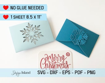 Snowflake Gift Card Holder SVG - Gift Card Holder SVG - No glue Needed Gift Card Holder svg - Christmas Gift Card Holder SVG Cut Files