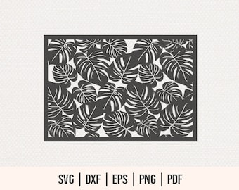 Monstera Leaves Panel Wall Decor SVG DXF - Monstera Leaf SVG - Monstera Leaves Wall Decor - Monstera Leaves Panel - Tropical Leaves Wall Art