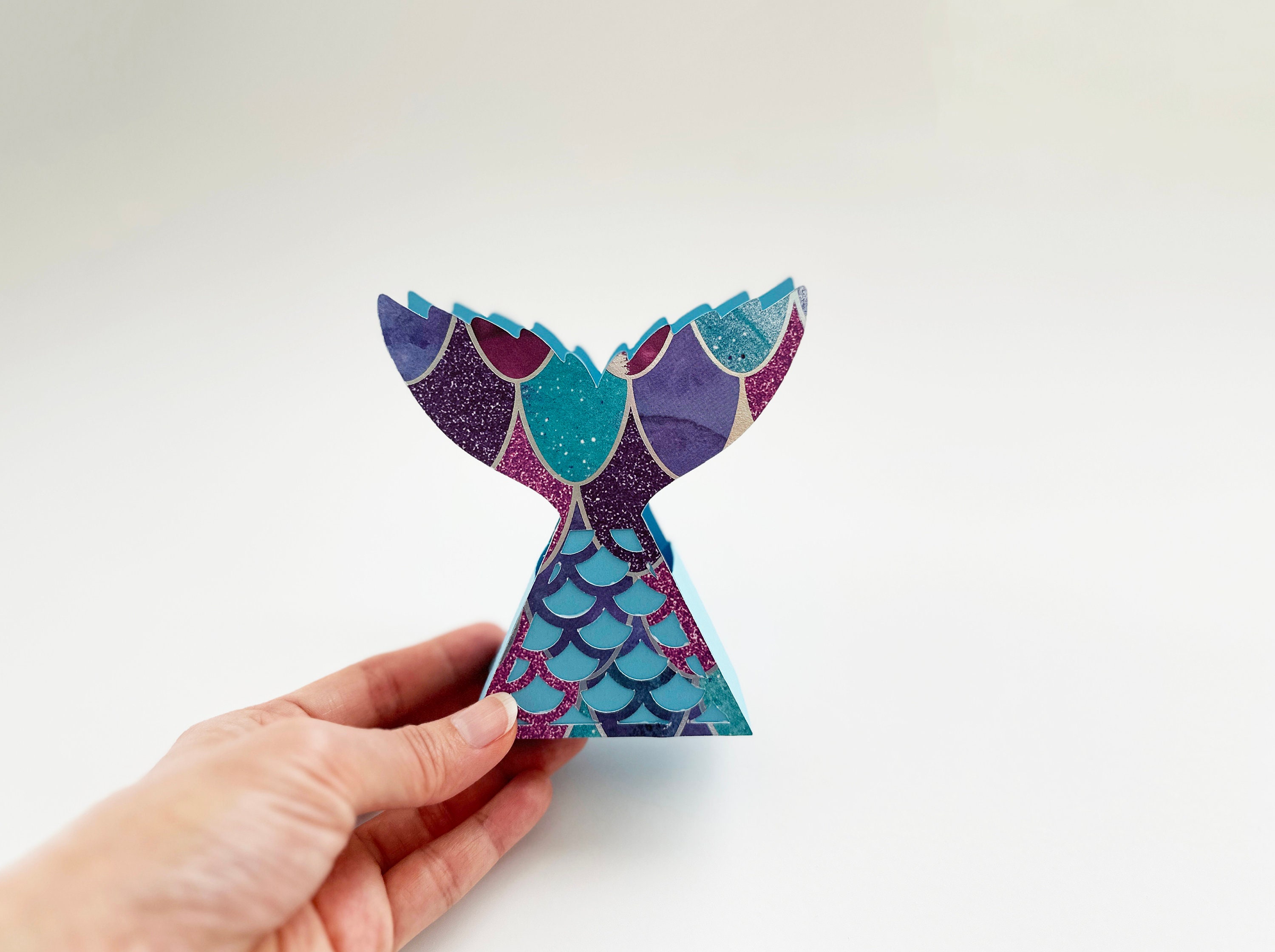 Mermaid Tail Party Favor Box Template - Cute Mermaid Tail Box SVG ...