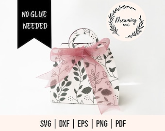 Gift Bag Template SVG - Paper Bag Template SVG - Pochette Gift Bag Template svg - No Glue Bag Svg - Wedding Favor Box - Party Favor Box SVG