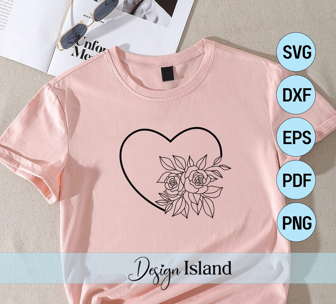 Flower Heart SVG Flower Heart SVG Cut File for Cricut - Etsy Canada