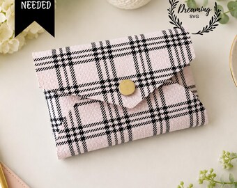 No Sew Card Wallet SVG - Faux Leather Coin Purse Template for Cricut - Mini Clutch Pouch Digital Download - Keychain Pouch Cut File